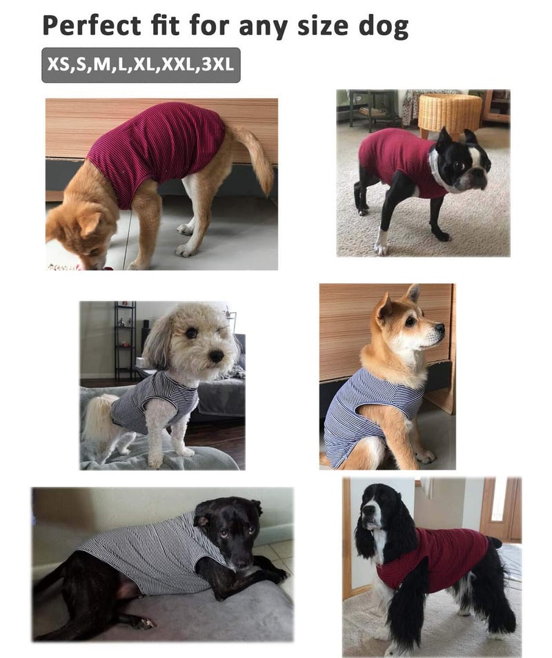 WEONE Dog Summer T-Shirts Striped Cotton Vest,Pet Breathable Soft Basic Clothes for Small Medium Larg Boy Girl Dogs,XL - Image 5